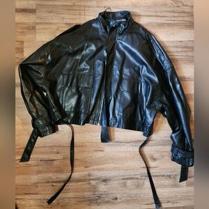Fashion Nova Black Faux Leather Crop Jacket